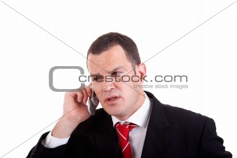 businessman on the phone, isolated on white background