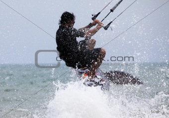 Kitesurfer in action