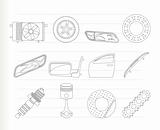 Realistic Car Parts and Services icons