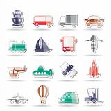 Transportation, travel and shipment icons