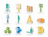 picnic, barbecue and grill icons