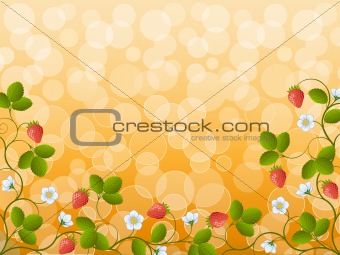 Floral background with a strawberry