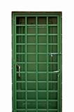 green metal door
