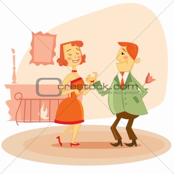 Couple dating vector illustration