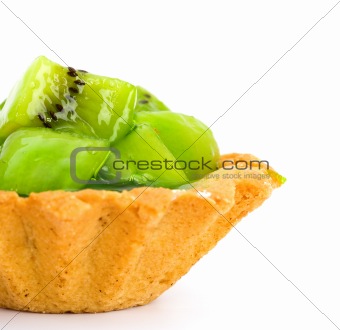 Cake with Fruit kiwi isolated on white