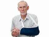 Elderly man with arm in sling