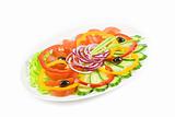 sliced vegetables at the dish
