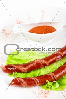 grilled sausage closeup