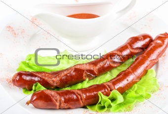 grilled sausage closeup