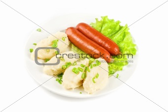 Cutlets from potato and sausage