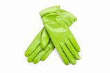 Green female leather gloves