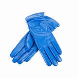 blue female leather gloves