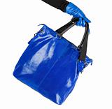 blue women bag at hand
