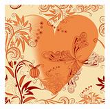 vector seamless floral background with butterfly and heart