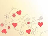 vector card with hearts and floral ornament