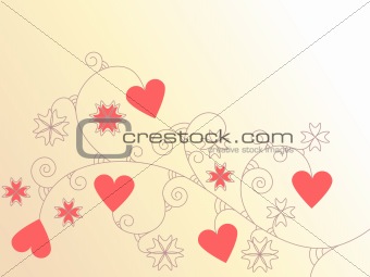 vector card with hearts and floral ornament
