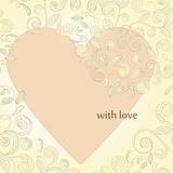vector card with heart and floral ornament