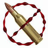 Anti war symbol created of bullet and blood