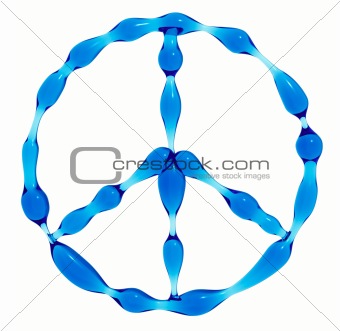 Peace symbol created of water