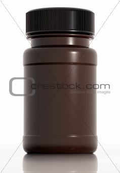 Brown plastic medical bottle