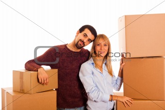 Young Happy Couple on Moving