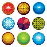 3d faceted spheres set