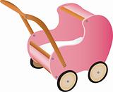 Pink wooden toy pram
