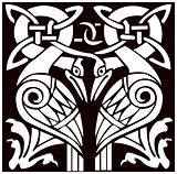 A vector illustration of a dual Celtic bird