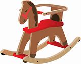 Red painted wooden horse