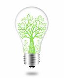 Eco Friendly Bulb with Green Tree and Leaves