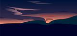 A sunset over valley, vector art
