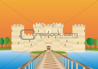 Bodiam castle at sundown