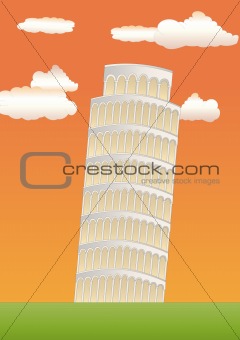 leaning tower of pisa at sundown