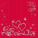 Red valentine background with hearts