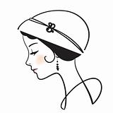 beautiful woman face with hat vector illustration 
