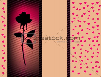 Vector Card With Red heart and black Rose