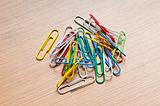 Close up of many colourful paper clips 