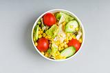 Close up of bowl with vegetable salad