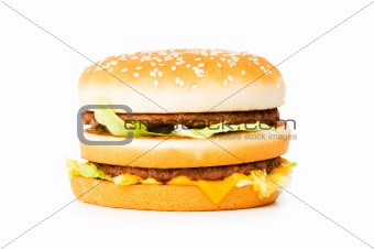 Double cheeseburger isolated on the white