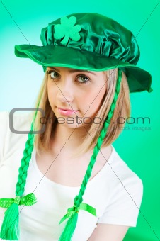 Saint Patrick day concept with young girl