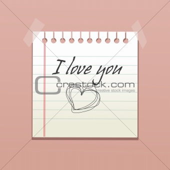 Notebook paper with love message