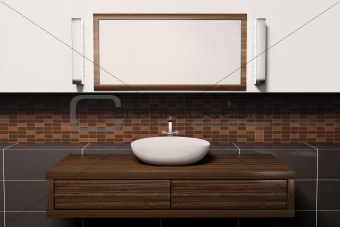Washbasin and mirror 3d