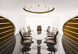 conference room with oval table 3d
