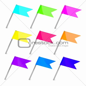 Set of color flag pins