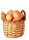 Fresh free range chicken eggs in a basket