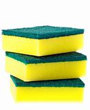 Stack of colorful scrubber pads or scourers. 