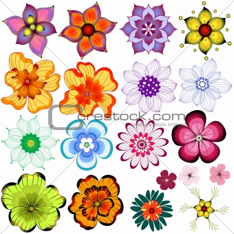 Collection decorative flowers