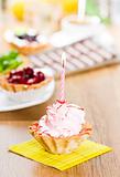 Pink birthday cupcake