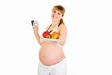 Smiling pregnant woman choosing  healthy lifestyle
