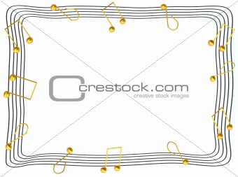 Musical notes photo frame 3d rendered